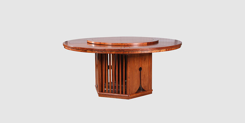 南平中式餐厅装修天地圆台餐桌红木家具效果图